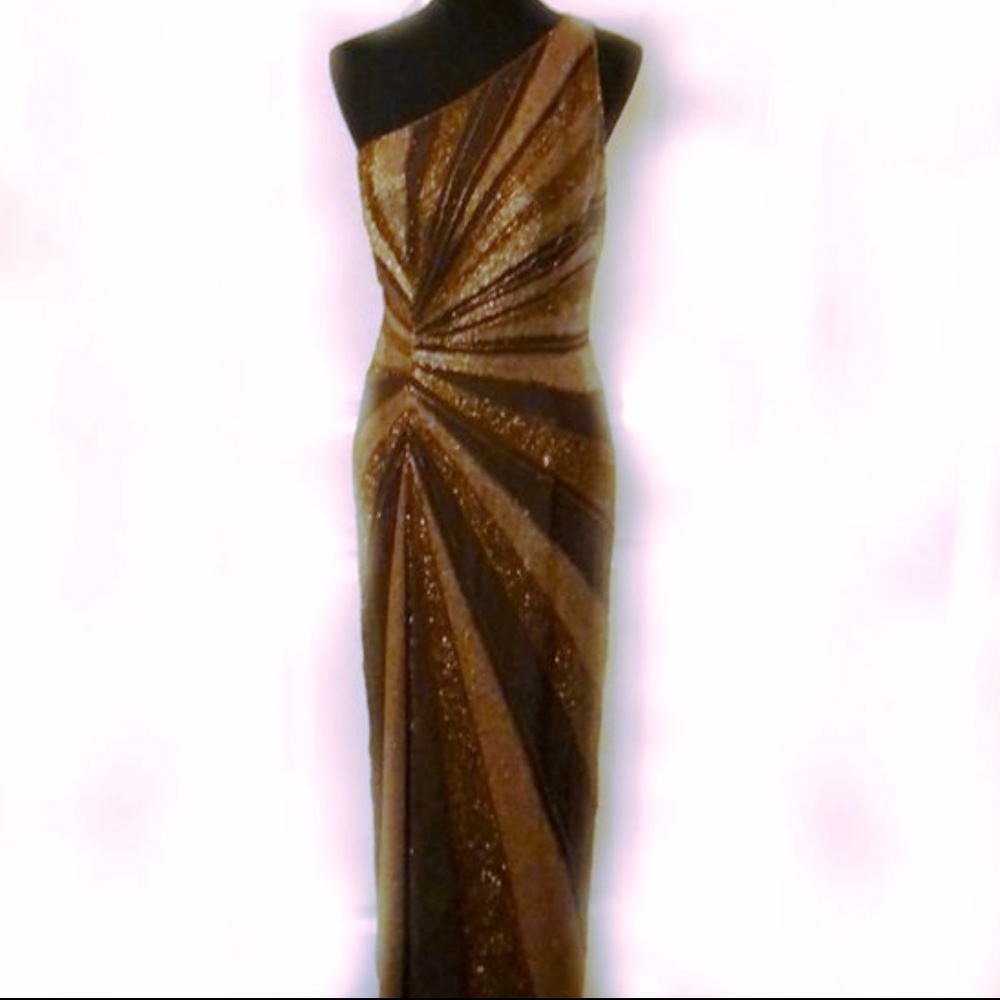 Je Matadi by Sean Mehta Copper Beaded Gown